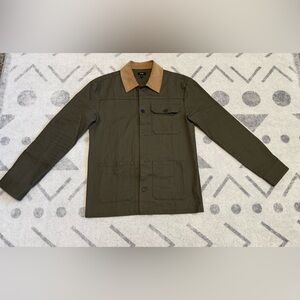 Express Olive Jacket with Brown Collar